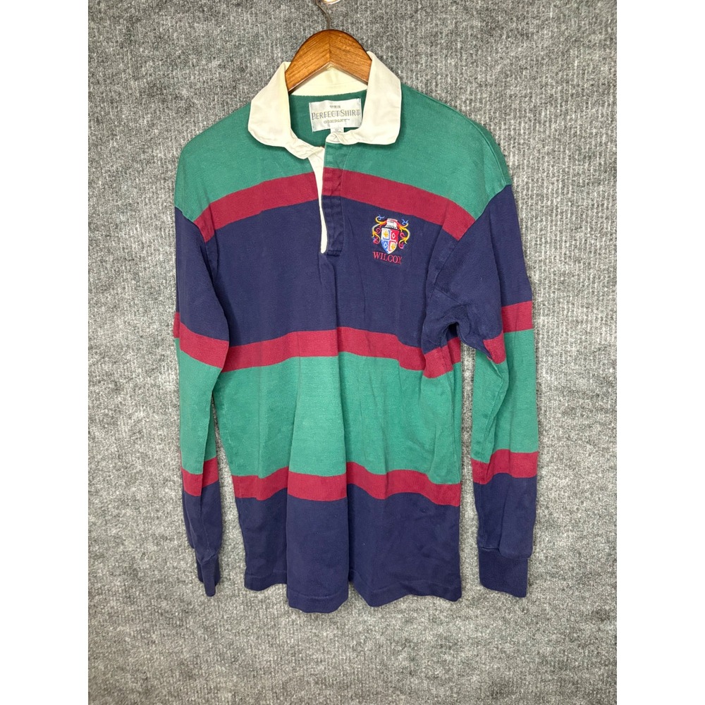 Vintage 80s/90s Rugby Shirt The Perfect Shirt Company USA Mens L Striped Wilcox